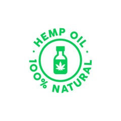 Hemp oil 100% natural vector icon