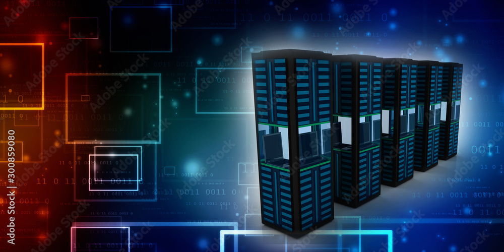 Poster 3d rendering database storage data base