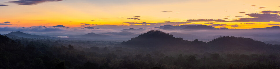 Aerial view, panoramic view of the morning scenery.