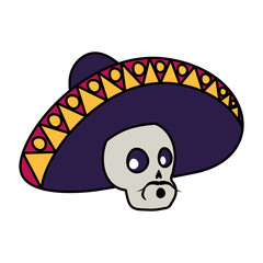 mariachi skull comic character icon