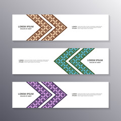 Batik Banner Template, Indonesian art with floral modern layout background