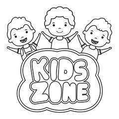 cute little boys with kids zone lettering