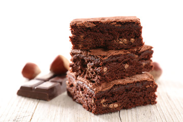 delicious chocolate brownie with hazelnut