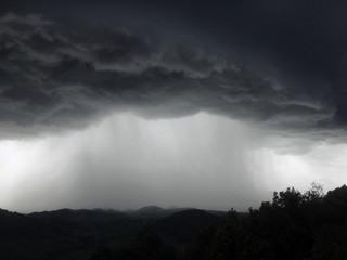 Storm over mountain.