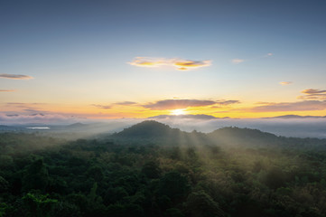 Aerial view, panoramic view of the morning scenery.