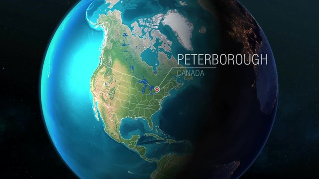Canada - Peterborough - Zooming from space to earth