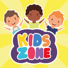 little interracial boys with kids zone lettering