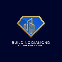 Diamond with Building Vector Template Design Illustration,