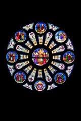 Sainte-Anne-d'Auray. Vitrail de la basilique Sainte-Anne. Morbihan. Bretagne	