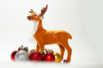 Festive christmas background with presents and reindeer