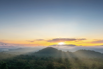 Aerial view, panoramic view of the morning scenery.