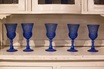 Antique blue glass. Crystal glass