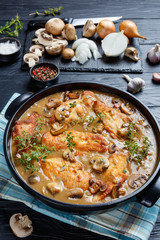 pan-fried chicken cutlets in a creamy sauce