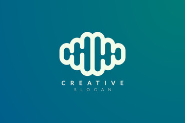 Vector design of brain style with various abstract shape. Simple brain design, simple logo style, modern icon and symbol