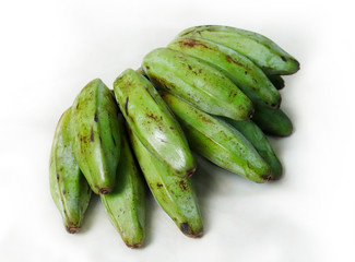 Bunch of Green bananas isolated on white background