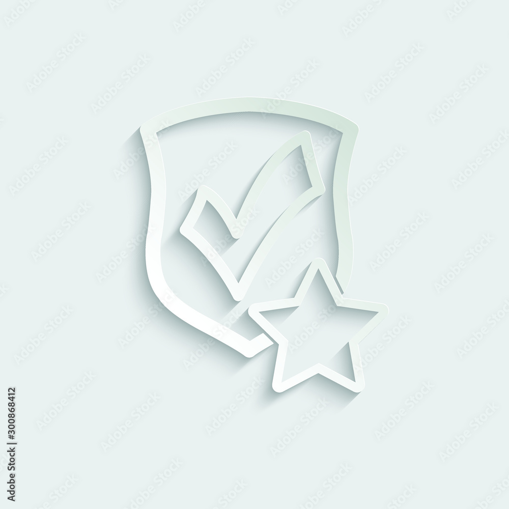 Aufkleber protect icon. secure shield with star and check mark icon sign vector paper icon