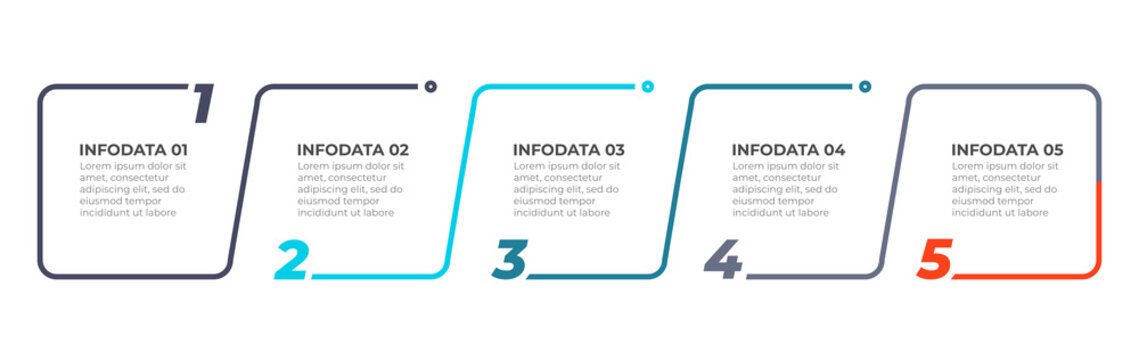 Thin Line Flat Infographic Design Elements And Number Options.Timeline With 5 Steps Or Process. Vector Business Template For Presentations.