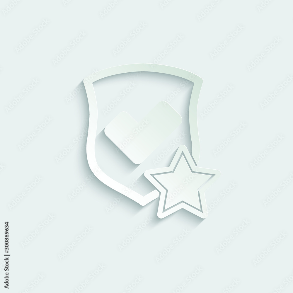 Poster protect icon. secure shield with star and check mark icon sign vector paper icon