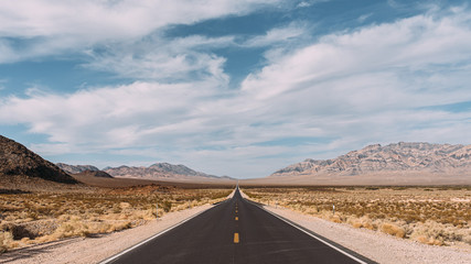 Naklejka premium Lange Straße - Unendliche Weite im Südwesten der USA | Nevada