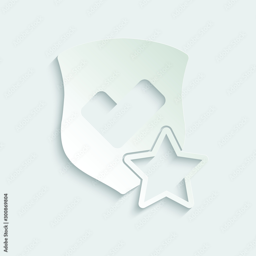 Aufkleber protect icon. secure shield with star and check mark icon sign vector paper icon