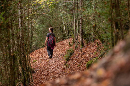 Mujer paseando y disfrutando del otoño