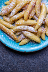 bavarian traditional schupfnudeln with icing sugar