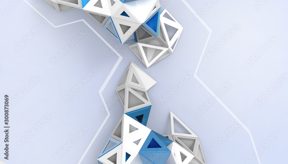 Poster abstract low-poly geometric technology background triangular structure concept on pastel blue backgr
