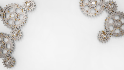 Engine gear wheels Abstract Industrial  and concepts . technology machine on isolated  white background - 3d rendering