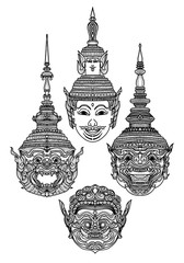 Tattoo art giant thai hand drawing and sketch black and white