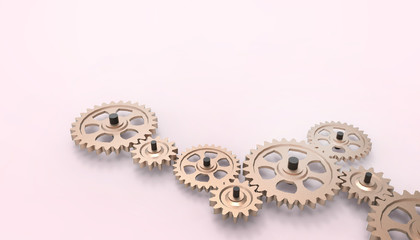 Engine gear wheels Close-up Abstract Industrial  and concepts . technology machine on pastel Pink background - 3d rendering