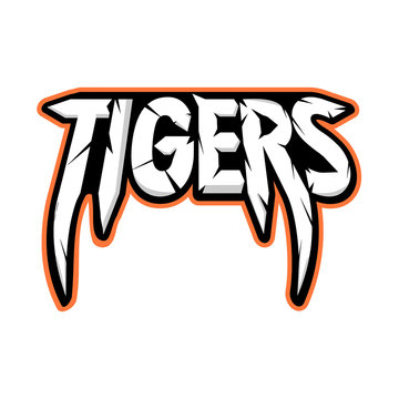 Tigers sport team logo, vector design, animal 