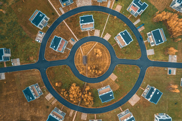 Aerial View Of Home Village. Repeating houses pattern.