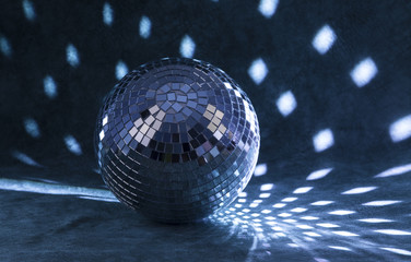 blue disco glass ball with reflective light