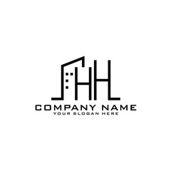 Letter HH With Building For Construction Company Logo