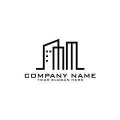 Letter MM With Building For Construction Company Logo