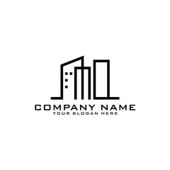 Letter MO With Building For Construction Company Logo