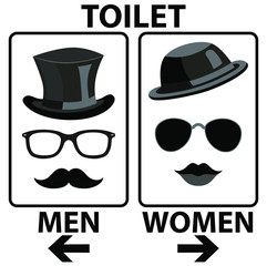 Toilet Sign Ladies Gentleman Men Women Black White Silhouette