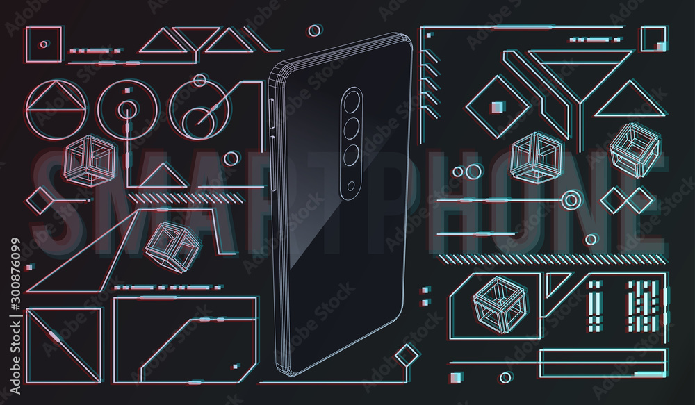 Poster innovative technology concept. development and coding for smartphone. concept development of a new s