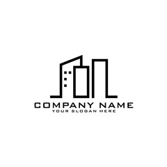 Letter ON With Building For Construction Company Logo