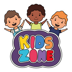 cute little interracial boys with kids zone lettering