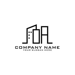 Letter OA With Building For Construction Company Logo