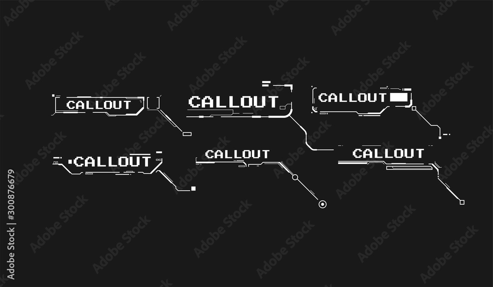 Poster set of hud futuristic sci fi callouts. vector digital frame template.