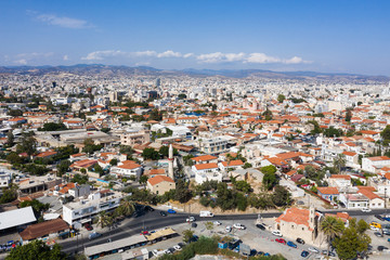 Fototapeta na wymiar Aerial: The cityscape of Limassol
