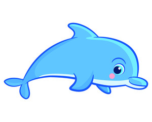 Cute Dolphin Smile Cartoon Color.