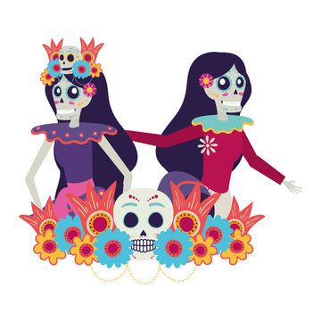 mexican katrinas skulls dancing characters