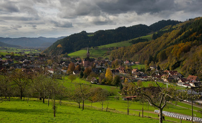 Naklejka premium Blick auf Oberharmersbach im Schwarzwald