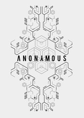 Cyberpunk futuristic poster. Tech Abstract poster template with HUD elements. Modern flyer for web and print. hacking, cyber culture, programming and virtual environments.