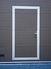 window with blue shutters door