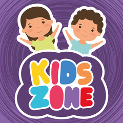 little children with kids zone lettering