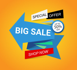 Big sale banner  template design. Special offer up to 50% off. Vector illustration 